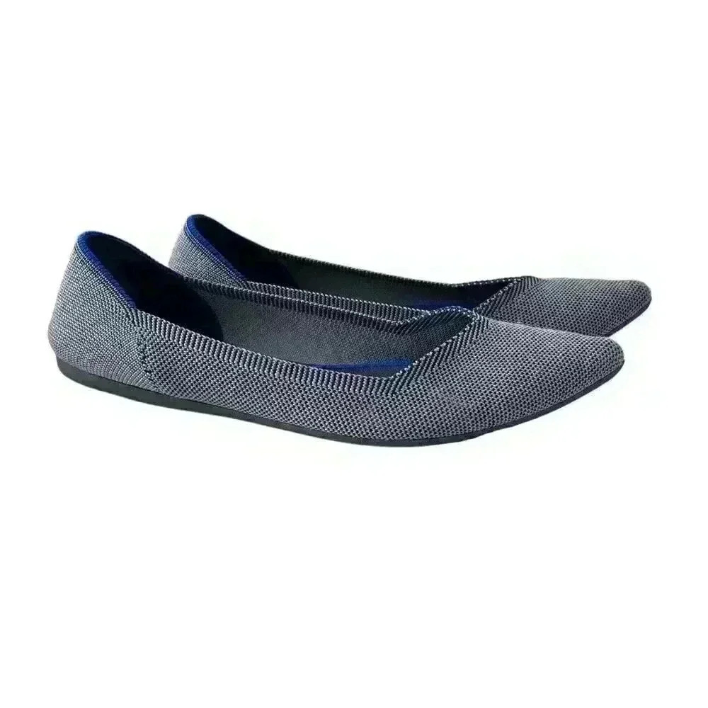 Rothys The Point Gray Blue Pointed Toe Flat Ballet Shoe Womens Size 9 Blue Rare